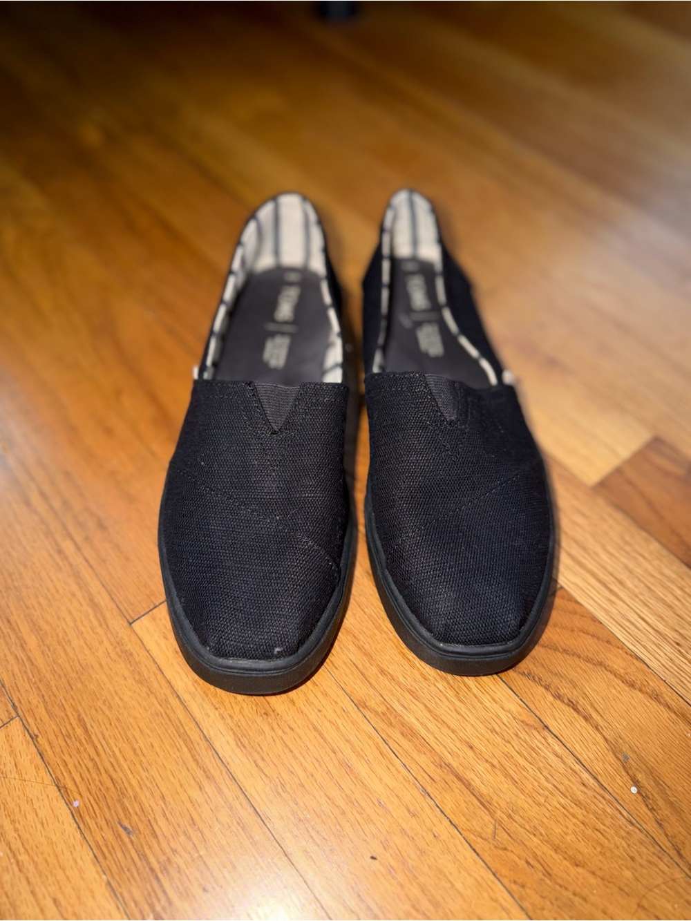 Toms Black Canvas Slip-On Loafers for Women